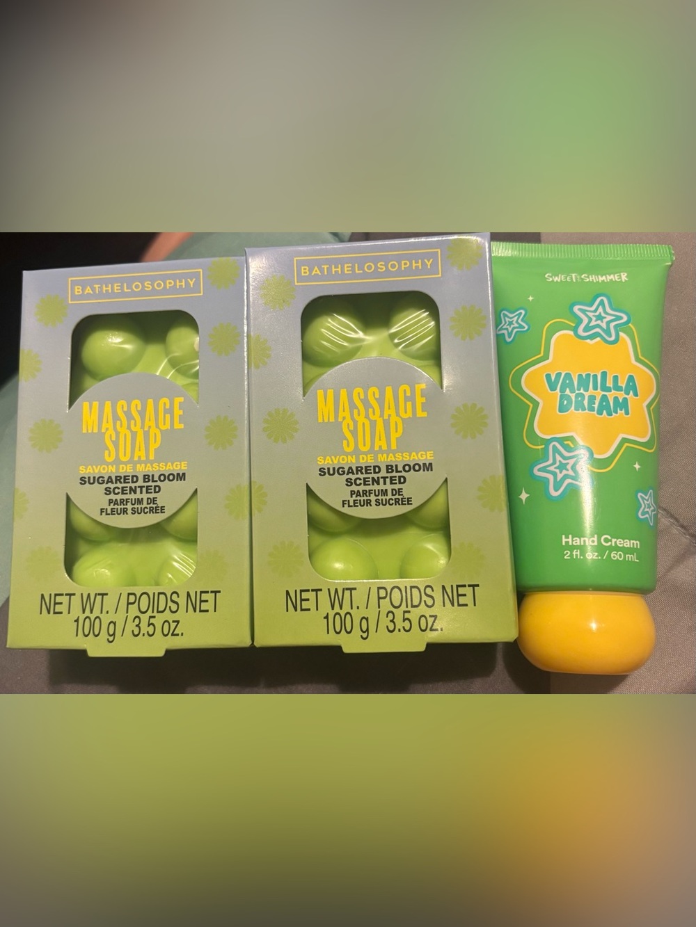 Sugared Bloom Massage Soap & Vanilla Dream Hand Cream - Green
